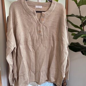 Chic Soul Beige Button-Up Sweater